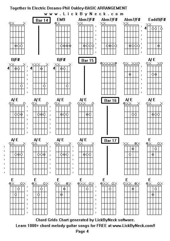 Chord Grids Chart of chord melody fingerstyle guitar song-Together In Electric Dreams-Phil Oakley-BASIC ARRANGEMENT,generated by LickByNeck software.